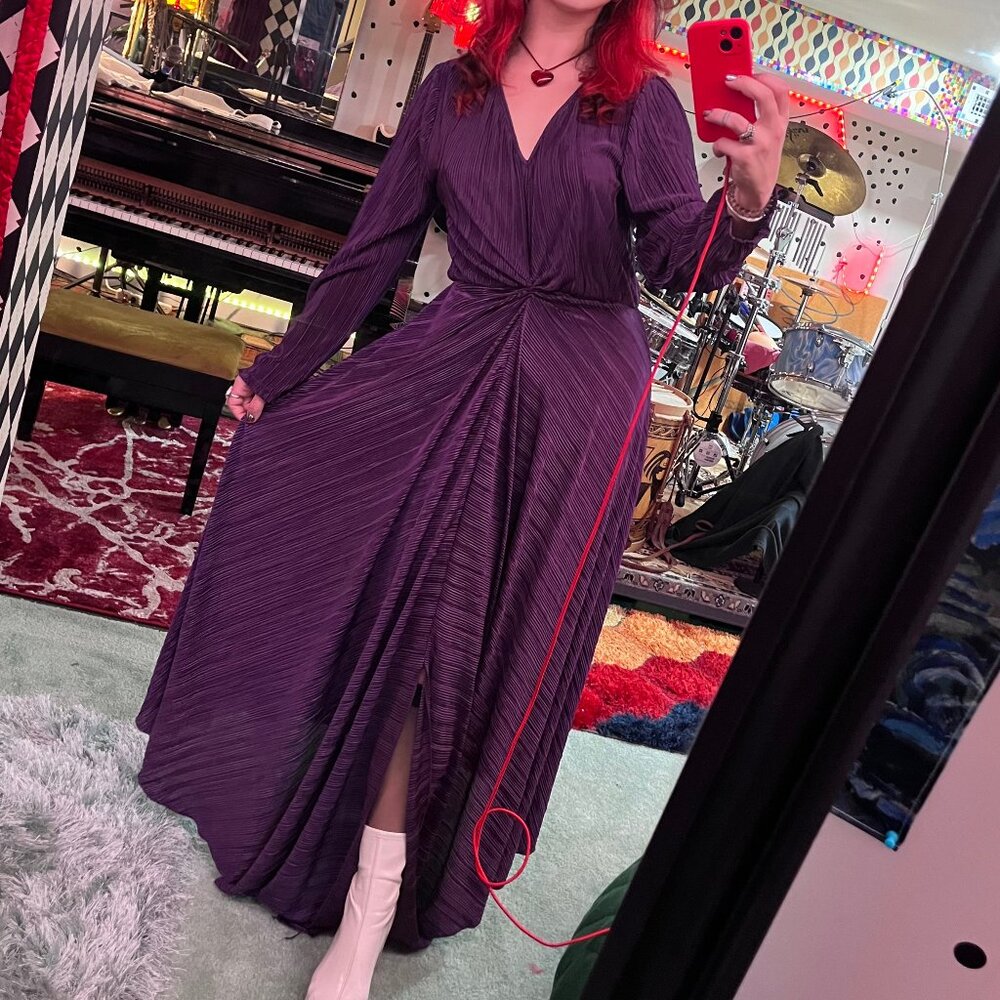 Purple Plisse Disco Maxi Gown - Picture 4 of 8